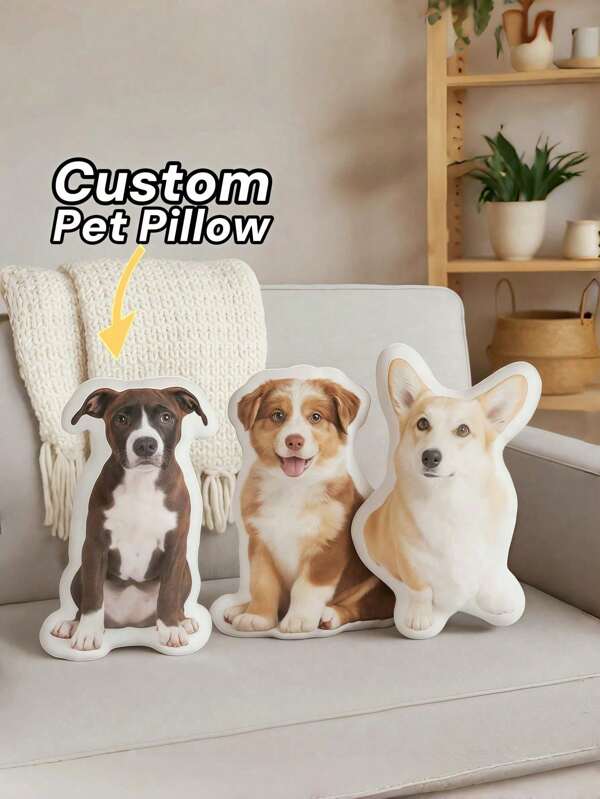 1pc Custom Shape Pet Pillow,Pet Memorial Gift,Stuffed Animal From Photo,Unique Gift For Pet Lovers,Pet Loss Memorial Gift,Colorful,Unique Personalized Customized Gifts, Ideal For Christmas,Thanksgiving Day