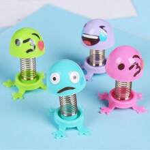 2pcs Creative Desktop Mini Assemble Spring Figurine Cartoon Expression Gashapon, Suitable For DIY Doll, Fun Assembly Decor, Interactive Stress Relief Gadget, Birthday Gift For Boys And Girls - Multicolor - View 4