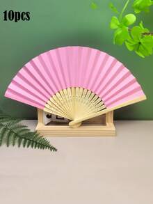 1pc/2pcs/9pcs/10pcs Colorful Paper Hand Fan, Foldable Fans For Wedding Guests, Ideal Fashion Accessory And Gift (The Front Side Of The Fan Is Intact, But The Back May Have Some Dye Staining Which Is Unavoidable) - Multicolor - View 20