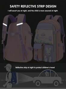 Girls Backpack Cute Bunny Design, Adjustable Shoulder Straps, Lightweight Nylon Student Backpack, Lunch Box ,Zipper Closure, Girl's Duffel Bag School Season Gift