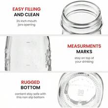 Four Seasons Glass Canning Jar And Drinking Bottle 13.5 Oz. With Gold Metal Sealing Lid Made In Italy. - 13.5 oz. - View 7