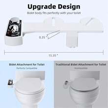 Jinxell Bidet Attachment For Toilet, Hot And Cold Water Spray Non-Electric Dual Nozzle For Frontal & Rear Wash, Adjustable Water Pressure Control, Self Cleaning Water Sprayer - 黑色 - 查看 3
