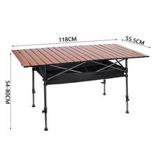 Campingtisch Klapptisch Camping Tisch Gartentisch Falttisch Picnic Party Partytisch Klappbar Schwarz/Holz Farbe - Holz - Übersicht 2