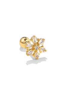 1 pezzo di aletta in acciaio inossidabile con zirconia, motivo geometrico a forma di love, fiocco di neve, corona di luna, orecchie da piercing diverse per donne, adatto per l'uso quotidiano