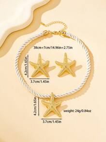 1 Set Fashion Stylish Exaggerated Geometric Starfish Earring & Pendant Jewelry Set For Women, Suitable For Everyday & Commuting