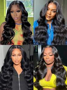 V Part Wig Human Hair Body Wave Glueless Wigs Human Hair For Women No Glue Upgrade U Part Human Hair Wig Brazilian Human Hair 200% Density Natural Color Wigs Beginner Friendly 40 Inch - Natural Black - 查看 6