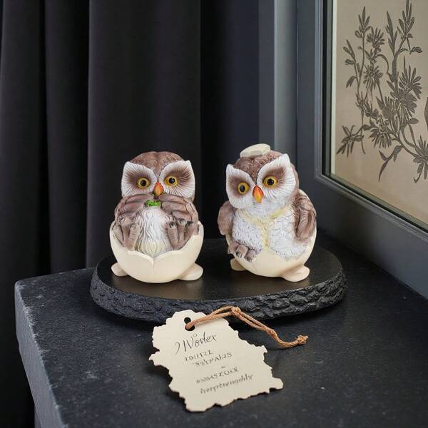 2 stuks creatieve eierschaal uil hars ambachtelijke ornamenten, woondecoratie