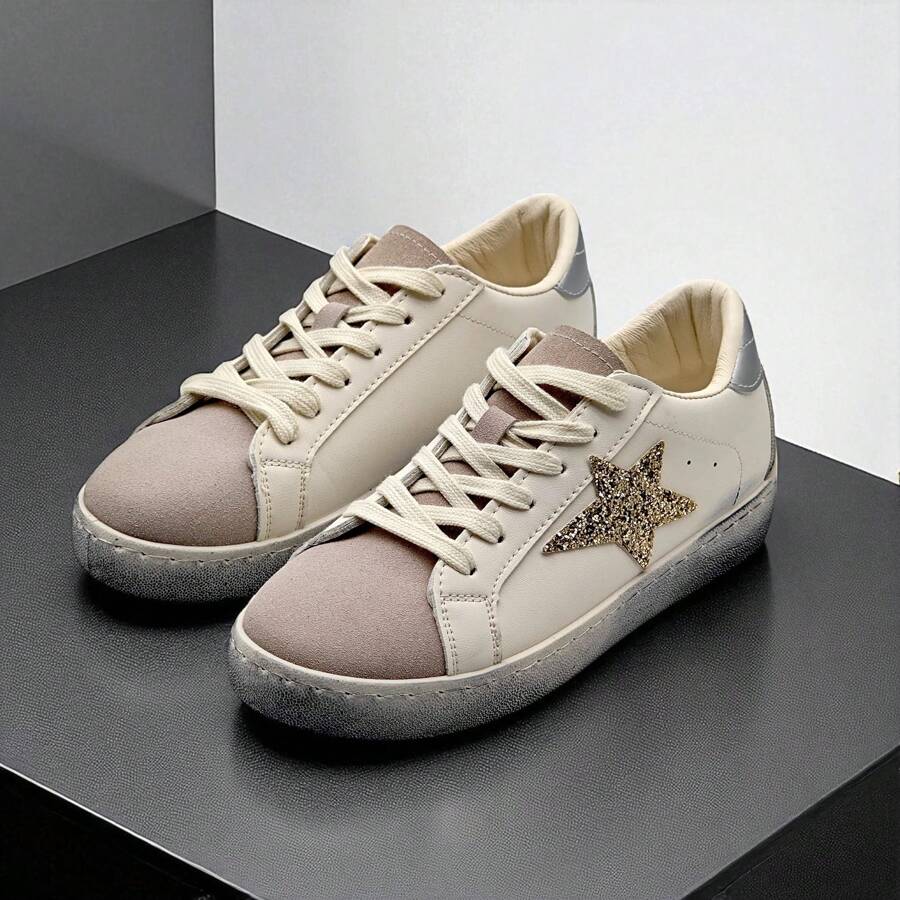 Emilie Shoes, Women's Fashion Sneakers, Low-Cut Casual Footwear, Multiple Colors With Colorful Stars, Comfortable And Stylish Footwear, ✅ 24/72h Delivery To Spain (Peninsula) Casual Knotted - 金色 - 查看 1