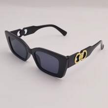 LANTEEM 1 Stück Damen Geometrische Luxus Katzenaugen Doppelschlaufen Modebrille, aus hochwertigen Materialien, angenehm zu tragen, geeignet für den Alltag, Straßenmode, Outdoor-Reisen und Strandurlaub Preppy Stil für Schulanfang rechteckige Form