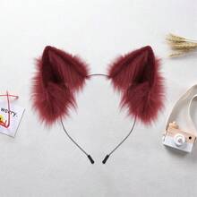 Ultra Soft Realistic Faux Fur Fox Ear Headband Featuring A Fluffy Life-Like Texture To Create A Charming And Playful Animal Look Perfect For Halloween Cosplay Parties Anime Conventions Photography Props And Festive Theme Park Adventures - Đỏ - Xem 4