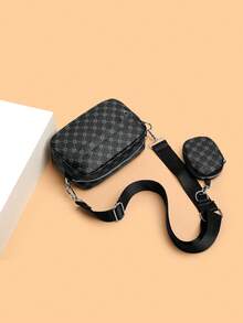 男士商务旅行便携手拿包，PU材质男士洗漱包，干湿分离，分区收纳，高品质大容量枕形包，复古收纳包，男士礼物，复古情人节礼物，工作包 - 黑色 - 查看 5