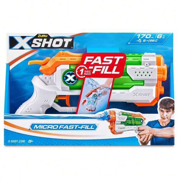 ZURU XSHOT Water Micro Fast-Fill Water Blaster, Summer Watergun, XSHOT Water Toys, Fills With Water In Just 1 Second
