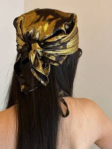 美国辣妹风格液态银科技感裹头巾女复古摩登嘻哈酷炫夜店Y2k个性百搭男女情侣领带三角巾方巾街舞头巾