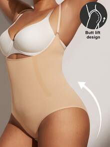 1 件大码女士塑身内衣微塑形无缝收腹提臀内裤女士大码塑身衣夏季 - 杏色 - 查看 4