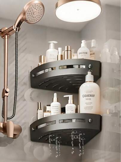 1个/2个/3个浴室三角架，壁挂式马桶盥洗台淋浴收纳架，大容量悬浮式淋浴置物架，节省空间，安装简便，多功能收纳架，淋浴架，浴室整理架，可存放洗漱用品、化妆品及杂物，塑料材质浴室配件浴室工具浴室配件