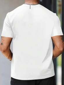 Number 23 Print Men's Classic Round Neck Cotton Short-Sleeved Graphic T-Shirt, Cotton T Shirt,Men Clothes - White - View 5