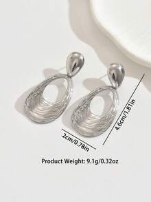 1 Pair Unique Asymmetrical Textured Design Earrings, Adds Elegance And Artistic Touch To Your Look, Suitable For Daily Wear Or Special Occasions - Yellow Gold - View 10