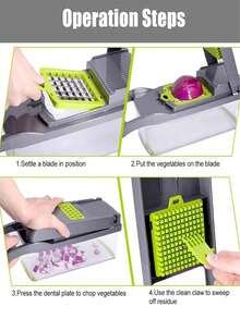 14 peças/16 peças Conjunto Multifuncional de Picador e Fatiador de Vegetais, Picador de Alimentos, Cortador de Vegetais Ajustável com Recipiente, Fatiador de Frutas, Fatiador de Vegetais Multifuncional, Raspador de Batata, Fatiador de Batata e Cebola, Fatiador de Rabanete, Fatiador de Salada, Picador de Alho, Fatiador, Utensílios de Cozinha, Adequado para Fatiar, Ralar e Cortar Vegetais e Frutas