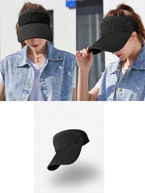 1 pieza Gorra de punto con visera plegable 3D de 10 cm de ala para protección solar, deportes al aire libre y conducción, adecuada para ciclismo y motociclismo