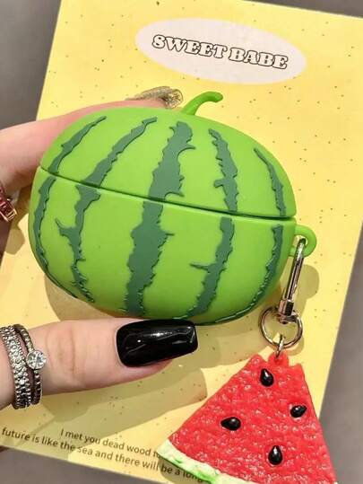 搞笑手机壳，丑陋手机壳西瓜形硅胶保护壳适用于 FreeBuds Pro/4/SE/4E/5i/3，可爱卡通设计，适合夏季