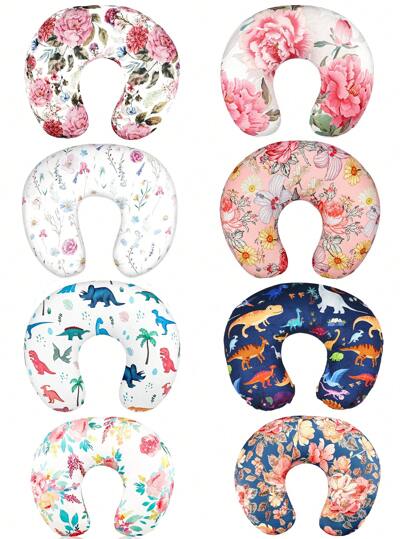 哺乳枕套，采用柔软透气的有机针织面料制成，适合妈妈使用，也适用于男婴，时尚花卉图案（仅含枕套）