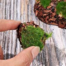 6件組人造苔蘚岩石 DIY 綠色仿真苔蘚球與石頭，適合花藝布置、仙女花園與手工藝，超細纖維材質，季節性裝飾，微景觀，戶外岩石花園裝飾，派對與節日 - 綠色A - 查看 4