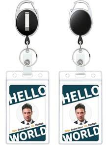 Uniclife - Paquete de 2 soportes para insignias, vertical de plástico transparente con carrete retráctil de insignia, mosquetón con clip, protector de tarjetas de crédito, tarjetas de proximidad, - Transparente - Ver 1