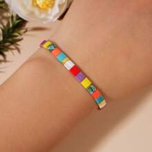 1PC/Bohemian Fashion Personalized TILA Women's Bracelet, Colorful TILA Beaded Bracelet, Layered Luxury High End Elastic Rope Bracelet, Women's, Couple/Friend Bracelet, Suitable For Daily Party, Festival Party, Summer Gift, Festival Gift, Beach/Women's Gift Preferred Gift