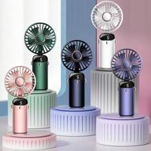 Ventilateur portable à main, ventilateur à piles avec base, 8 heures, affichage numérique, 5 vitesses, réglable à 90°, mini ventilateur rechargeable pour l'extérieur et l'intérieur