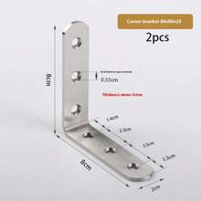 Kątowniki ze stali nierdzewnej, pogrubione wsporniki półek w kształcie litery L o kącie 90 stopni, łączniki sprzętowe do stołów, krzeseł i mebli