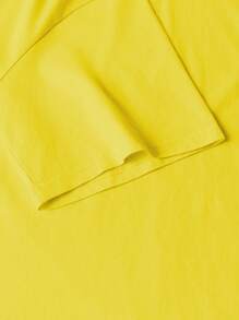 T-shirt da uomo in cotone a coste, stampa con elementi dell'oceano, abbigliamento sportivo da uomo in stile college per la primavera e l'estate, top a maniche corte da uomo gialli, morbidi e traspiranti.