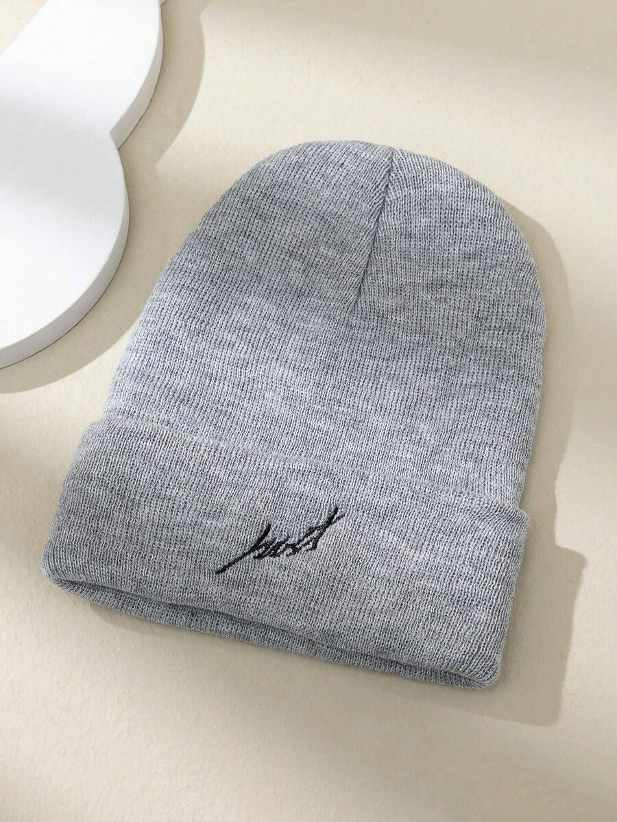 1 件男女通用 Y2K 风格针织滑雪帽，户外防寒针织帽，休闲百搭冬季保暖帽，适合日常通勤秋季装 - 淺麻灰色 - 查看 1