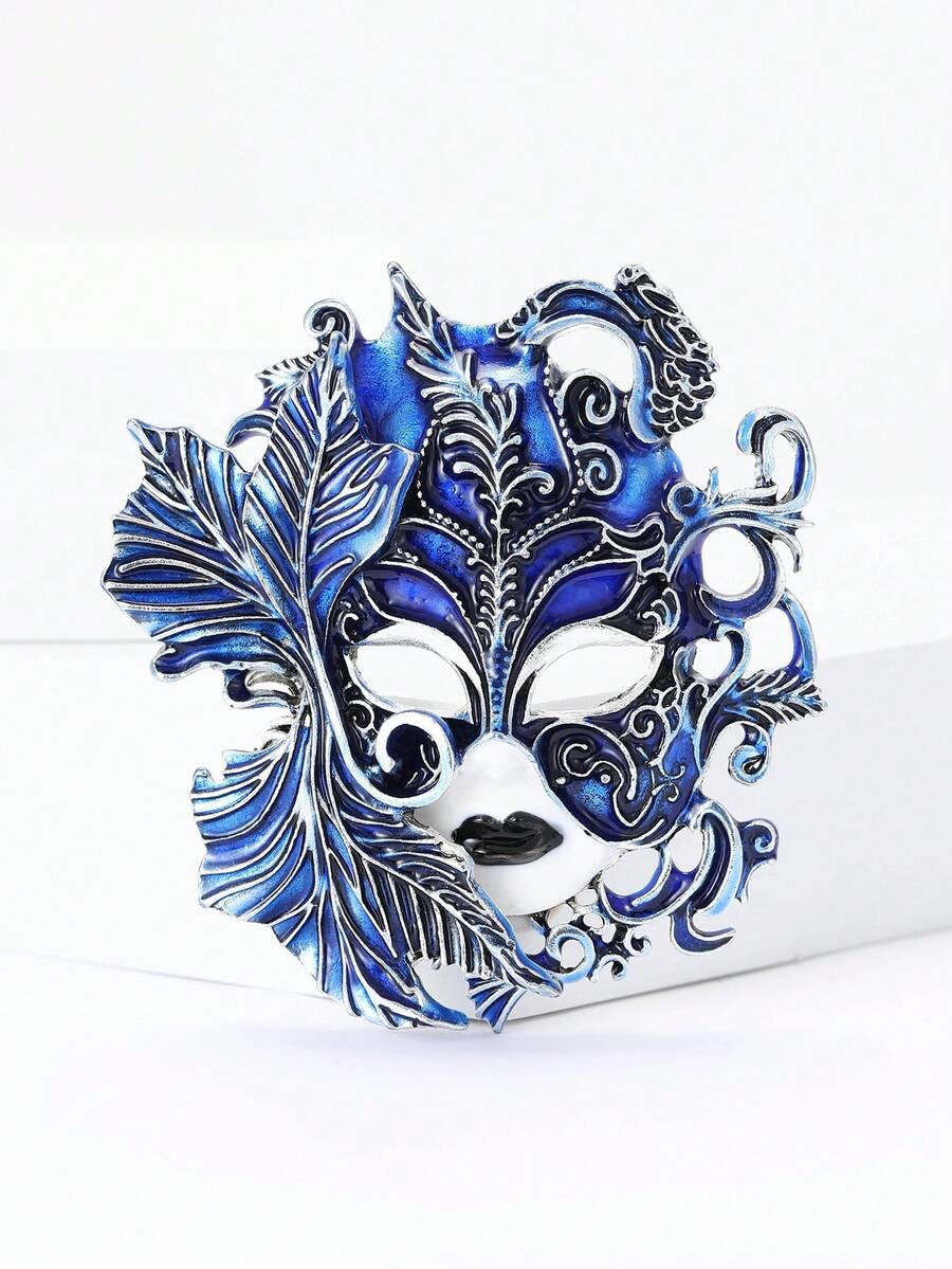 复古珐琅威尼斯面具胸针 - 精致人物别针，适合女士宴会服装/朋友聚会配饰礼物