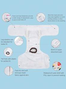 1pc Red Heart Pattern Washable Puppy Diaper, Available In Small, Medium And Large Sizes. Reusable, Suitable For Estrus Puppies. - Multicolor - View 7