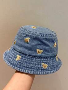 1pc Women Vintage Distressed Metal Decor Brim Fisherman Hat, Fashionable Casual Sunhat, Korean Style Student Couple Outdoor Sun Protection Large Brim Bucket Hat - Multicolor - View 15