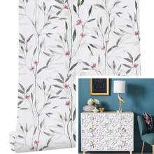 1 rolă de tapet cu flori dezlipite cu cerneală, stil decorativ romantic, tapet autoadeziv, detașabil, decor de bucătărie, autocolant vinil, atingebil, decor vintage pentru baie, decor de perete și mobilier pentru living, decor detașabil și lipicios, DIY, 17,7 in/196,8/118,1/39,3 in, tapet, autocolante de perete, decor de perete, detașabil și lipicios