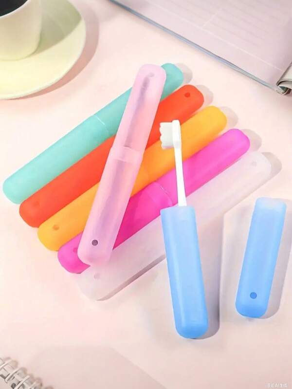 6pcs Portable Colorful Dust-Proof Toothbrush Holder, Plastic Toothbrush Storage Box, Suitable For Daily Use And Travel, Convenient Toothbrush Storage For Daily And Travel Use