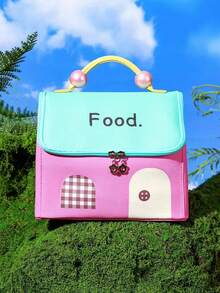 可爱的房子形状三明治包，便携式野餐保温包，容量大，内衬铝箔，美观且易于擦拭。学校包，学校配件，学校用品，女士午餐包，冷藏包，学校午餐盒