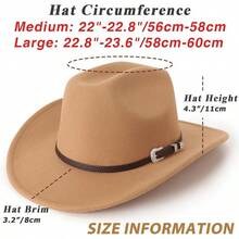 Classic Western Felt Cowboy Hat With Wide Brim For Outdoor Use - 1 Pack Style 2: Khaki - View 6