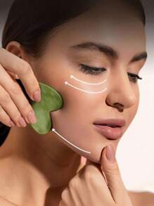 Zestaw 3 wałków jadeitowych i gua sha, masażer do twarzy z narzędziem do skrobania gua sha, odmładza twarz i szyję, usuwa zmarszczki i opuchliznę wokół oczu