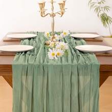 3pcs Ivory Cheese Cloth Table Runner, 118 Inches/10 Feet (Approx. 300cm) Bohemian Farmhouse Gauze Table Cloth For Wedding Party Birthday Home Decor Holiday Decoration - متعدد الألوان - مشاهدة 13