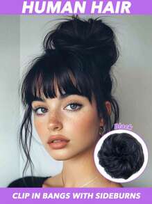 1/2PCS Messy Bun Hair Piece Human Hair Wavy Stretchy Real Human Hair Scrunchies Hair Bun Donut Elegant Chignon With Elastic Rubber Band Human Hair Tousled Updo Extension Elegant Human Hair Buns #Black #Natural Black Dark Brown Light Brown Multicolor