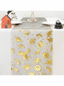 1/2pcs 11.02*108.27 Inch Halloween Skull, Pumpkin, Witch Pattern Table Runner, Suitable For Halloween Decoration, Restaurant, Party, Dining, Home Table Decor, Ghost Festival Dining Table Center Decor - Solid Color - View 2