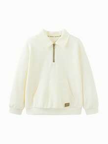 mini bala Artist Collab Young Girl Polo Collar Long Sleeve Shirt 2025 Fall - Milky White - View 1