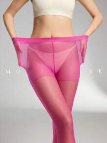 1件经典透视连裤袜，通勤夜店百搭，邂逅独特魅力 - 玫紅色 - 查看 2