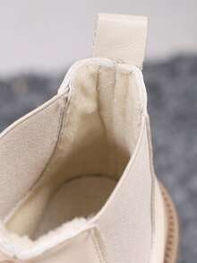 1 par de botines, nuevos botines de tobillo de suela plana para niñas, adecuados para vacaciones al aire libre, con diseño elástico, botines de tobillo para niñas - Beis - Ver 7