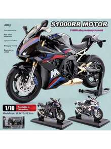 Collection 2025 - BMW S1000RR, modèle de moto en alliage moulé sous pression échelle 1:10, réplique de moto réaliste, objet de collection, jouet sonore et lumineux, décoration de maison, ornement de bureau - cadeau d'anniversaire, cadeau de Pâques, cadeau de fête, cadeau parfait, jouet, retour à l'école