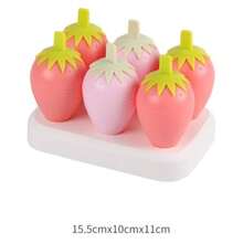 POJHKReusable Popsicles Molds For 6 Cream Strawberry Molds Fudge Molds Cream Maker Diy Popsicle Molds Silicone Popsicle Mould Cute Ice Pop Molds - 紅色 - 查看 4