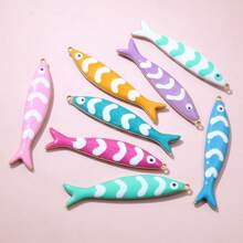 5pcs 40x8mm Stainless Steel Enamel Fish Charms Pendant DIY Jewelry Making Accessories Findings For Necklace Earrings Bracelets