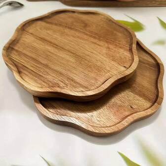 1个木质装饰托盘，烛台，圆形木托盘，家居装饰，乡村风格托盘，适用于餐桌、厨房台面、咖啡桌、婚礼中心装饰品、餐盘、甜点盘、下午茶、浴室梳妆台，适合节日、生日、婚礼等场合。